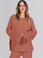 Womens Oversized Knit Sweater Set Wide Leg Pant Cozy Lounge Matching Pajama Sets