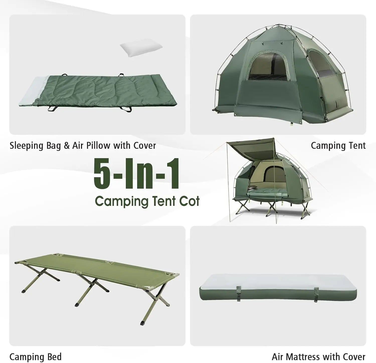 💥Clearance Sale 5-in-1 Camping Tent Cot 🏕️ Air Mattress + Sleeping Bag + Pillow 🛏️ Outdoor Combo Secondary image