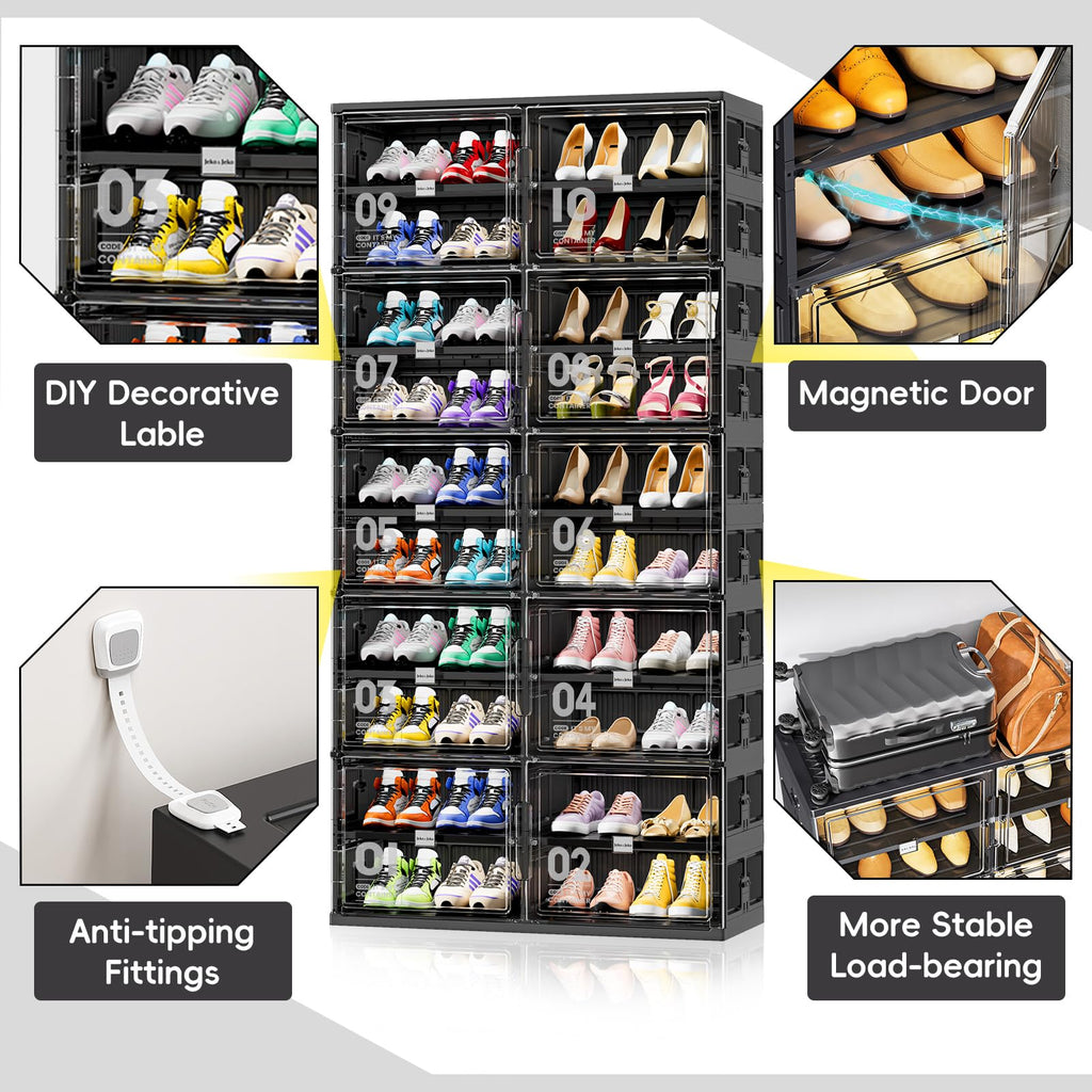 💥Clearance Sale💥Buy 2 Get 2 Free 🔥Foldable Shoe Rack Shoe Box for Closet Entryway
