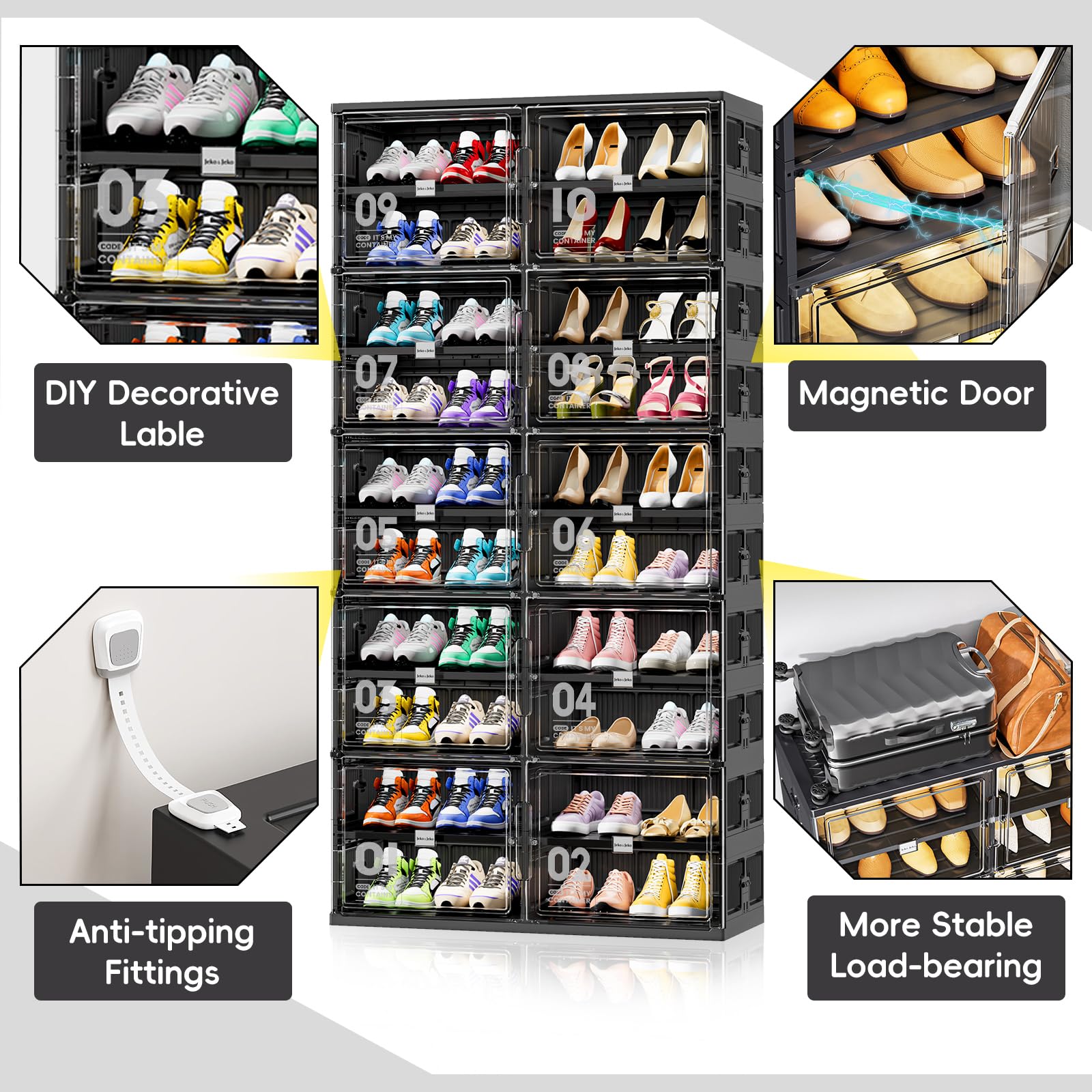 💥Clearance Sale💥Buy 2 Get 2 Free 🔥Foldable Shoe Rack Shoe Box for Closet Entryway