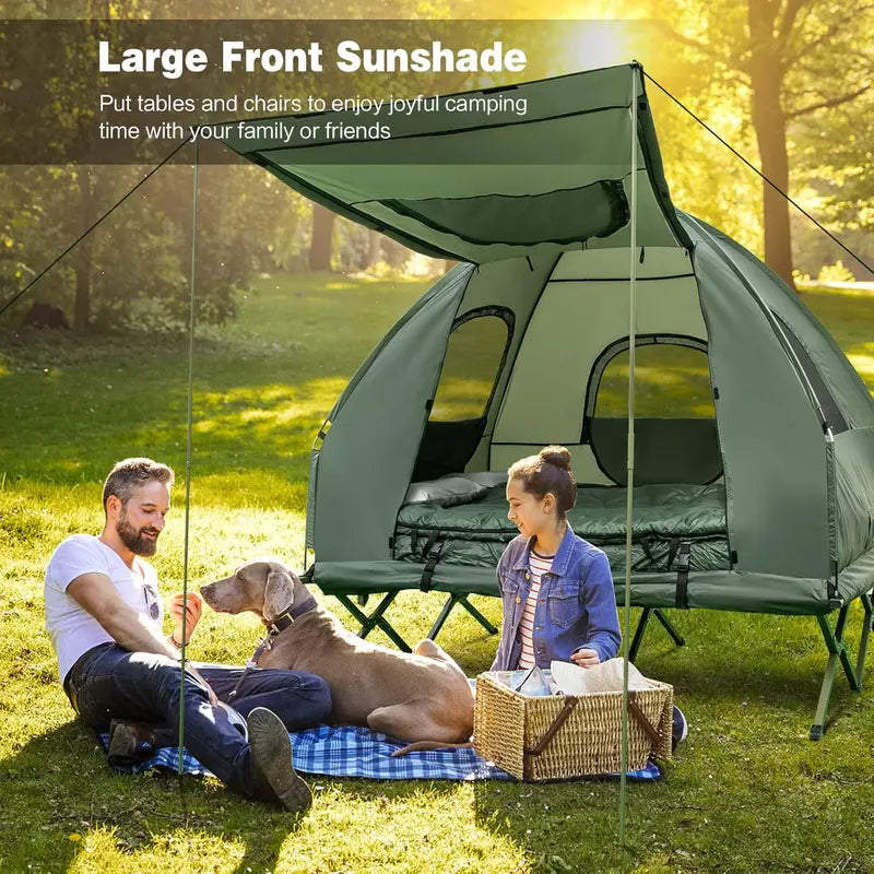 💥Clearance Sale 5-in-1 Camping Tent Cot 🏕️ Air Mattress + Sleeping Bag + Pillow 🛏️ Outdoor Combo