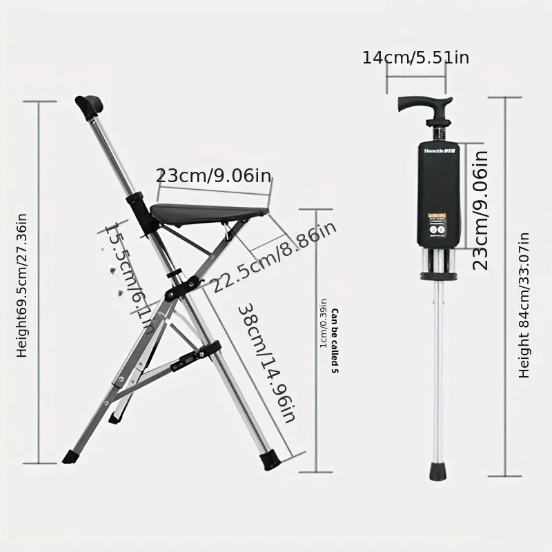 💥LAST DAY SALE - 80% OFF🚶‍♂️Folding stool with crutches💥BEST GIFT FOR ELDERLY PEOPLE