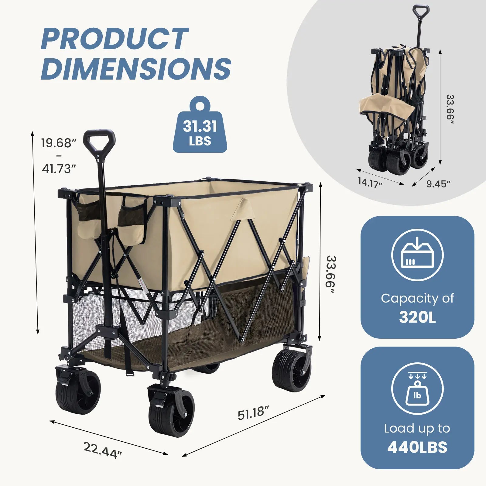 💥Clearance Sale💥400L Folding Wagon Cart for Camping and Outdoor Use Secondary image