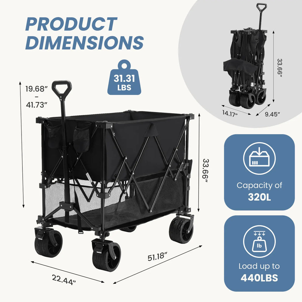 💥Clearance Sale💥400L Folding Wagon Cart for Camping and Outdoor Use