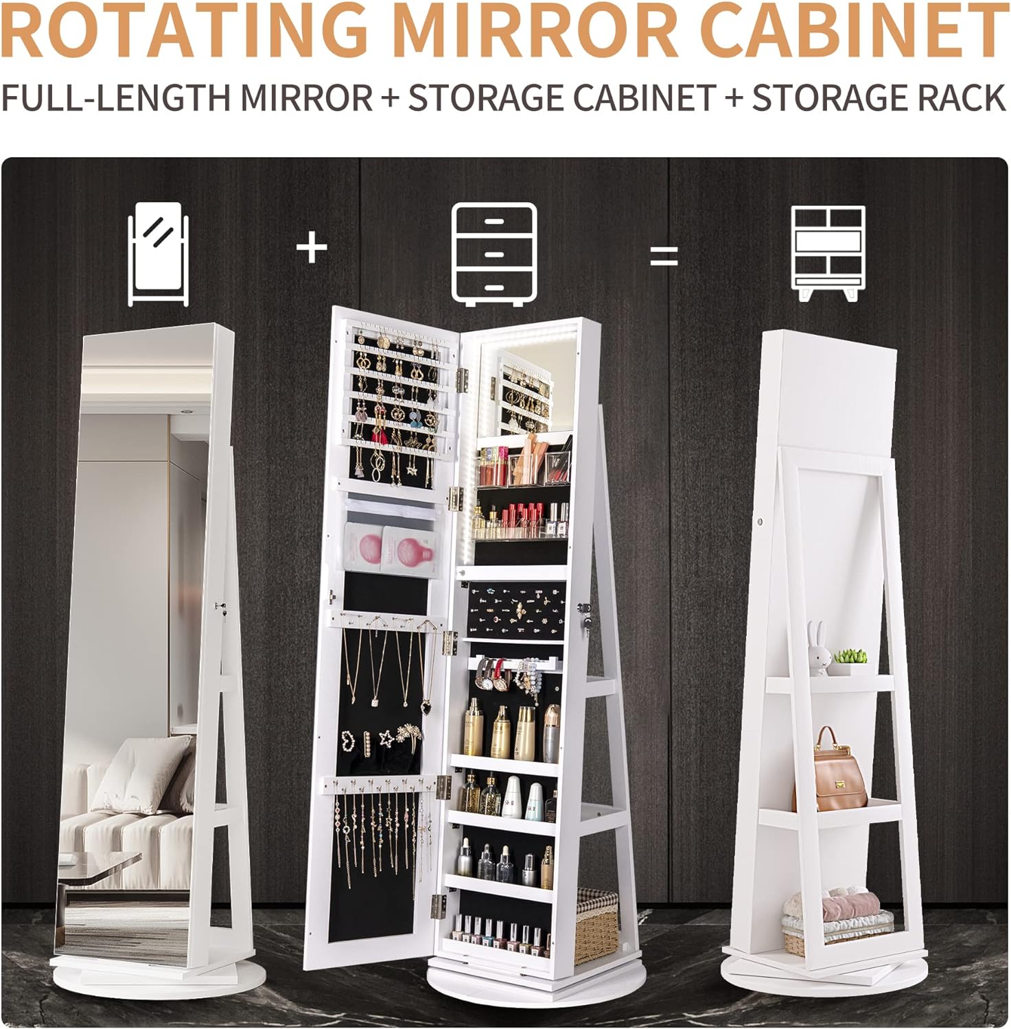 💝𝗧𝗼𝗱𝗮𝘆'𝘀 𝗦𝗽𝗲𝗰𝗶𝗮𝗹𝘀💝Buy 2 Get 2 Free💥Full Length Mirror Jewelry Armoire with LED Lights