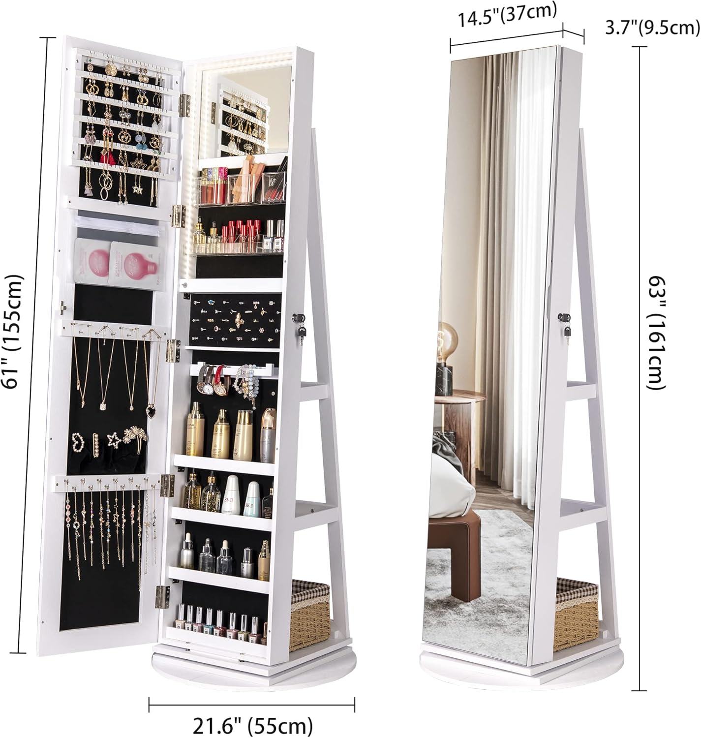 💝𝗧𝗼𝗱𝗮𝘆'𝘀 𝗦𝗽𝗲𝗰𝗶𝗮𝗹𝘀💝Buy 2 Get 2 Free💥Full Length Mirror Jewelry Armoire with LED Lights