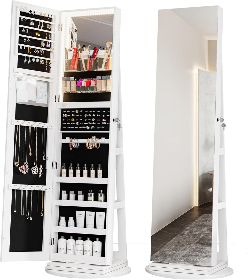 💝𝗧𝗼𝗱𝗮𝘆'𝘀 𝗦𝗽𝗲𝗰𝗶𝗮𝗹𝘀💝Buy 2 Get 2 Free💥Full Length Mirror Jewelry Armoire with LED Lights