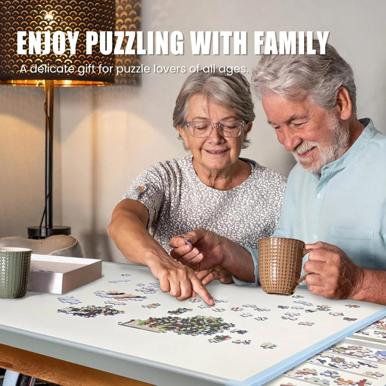 💥Clearance Sale🚀Rotating Puzzle Board with Drawers and Cover.Tilt&Lazy Susan