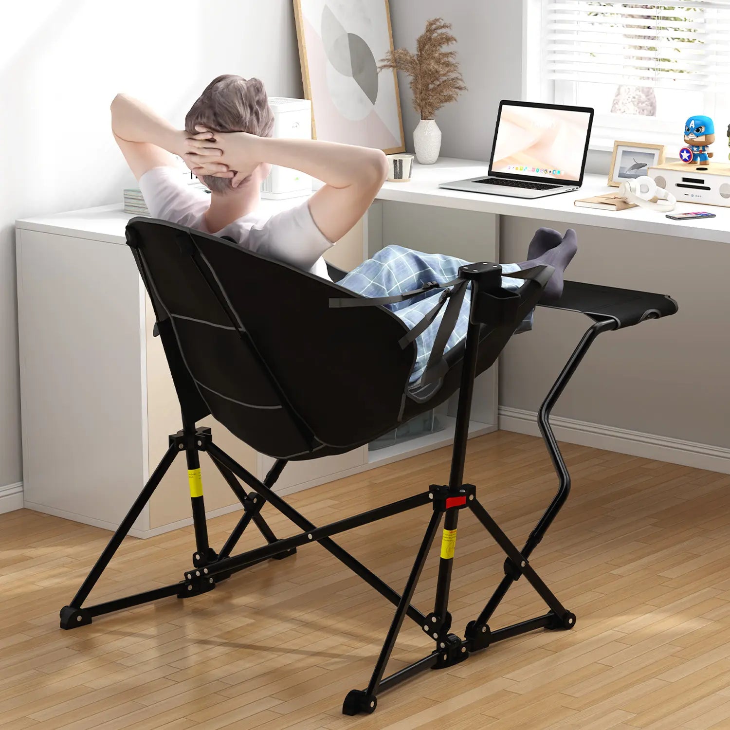 💥Clearance Sale🌿 Hammock Camping Chair 🪑 Swing & Rocking w/ Footrest 💪 450LBS Capacity Main image