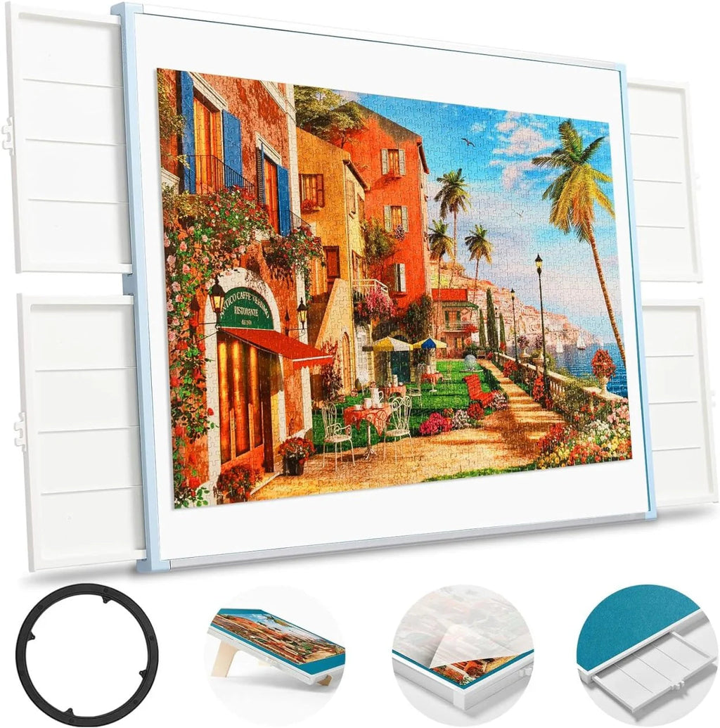 💥Clearance Sale🚀Rotating Puzzle Board with Drawers and Cover.Tilt&Lazy Susan