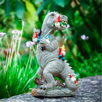 Garden Decor,T.rex Dinosaur Feeding on Gnomes