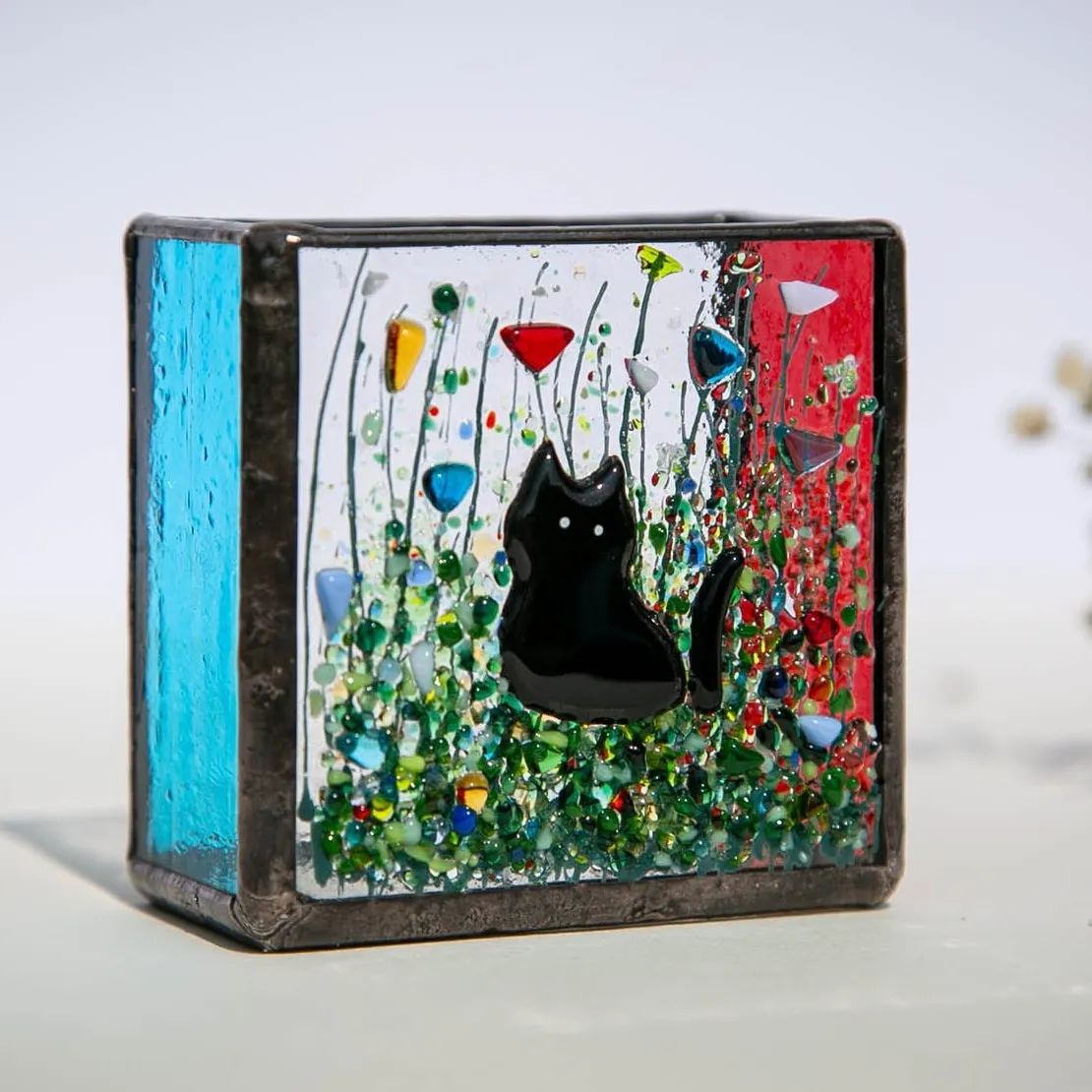 Cats lover gift, Cute Glass Cat Vase Main image