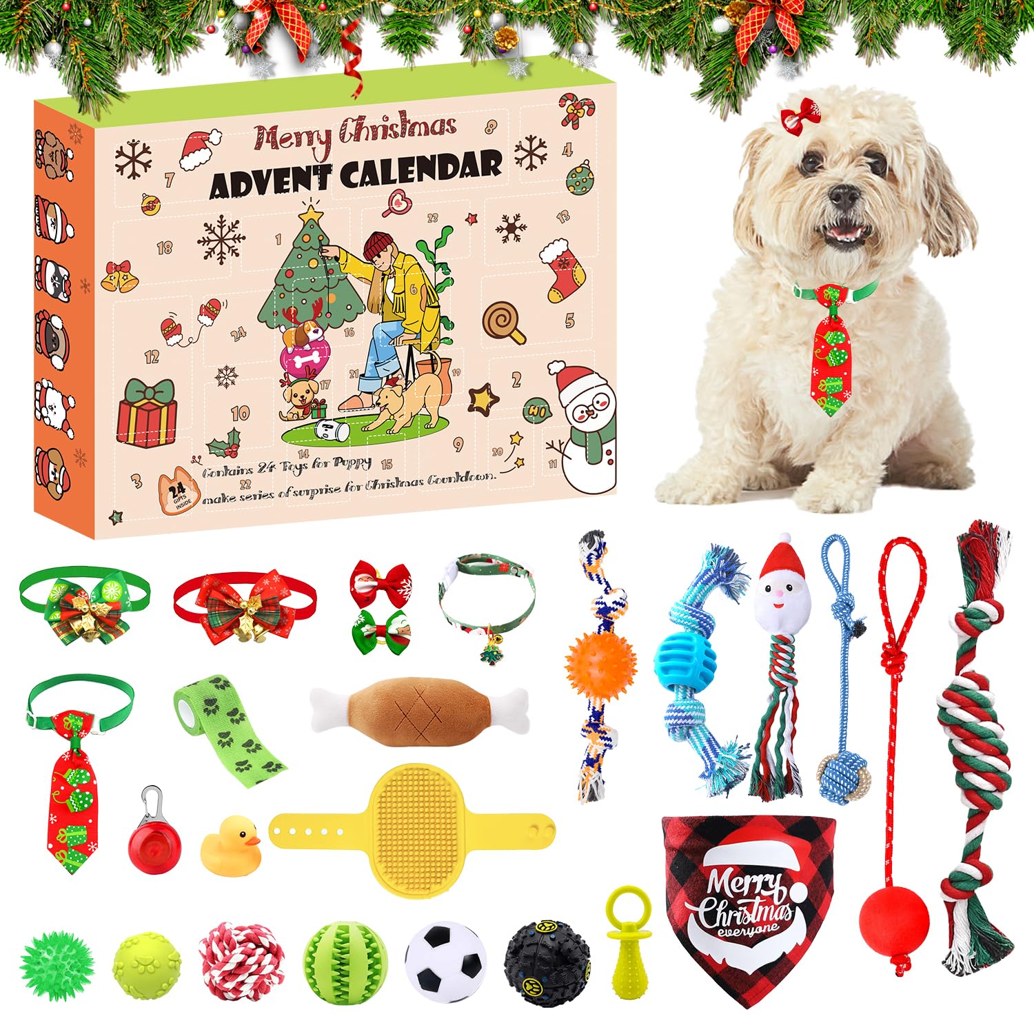🐶2024 Christmas Countdown Dog Toys Advent Calendar Main image